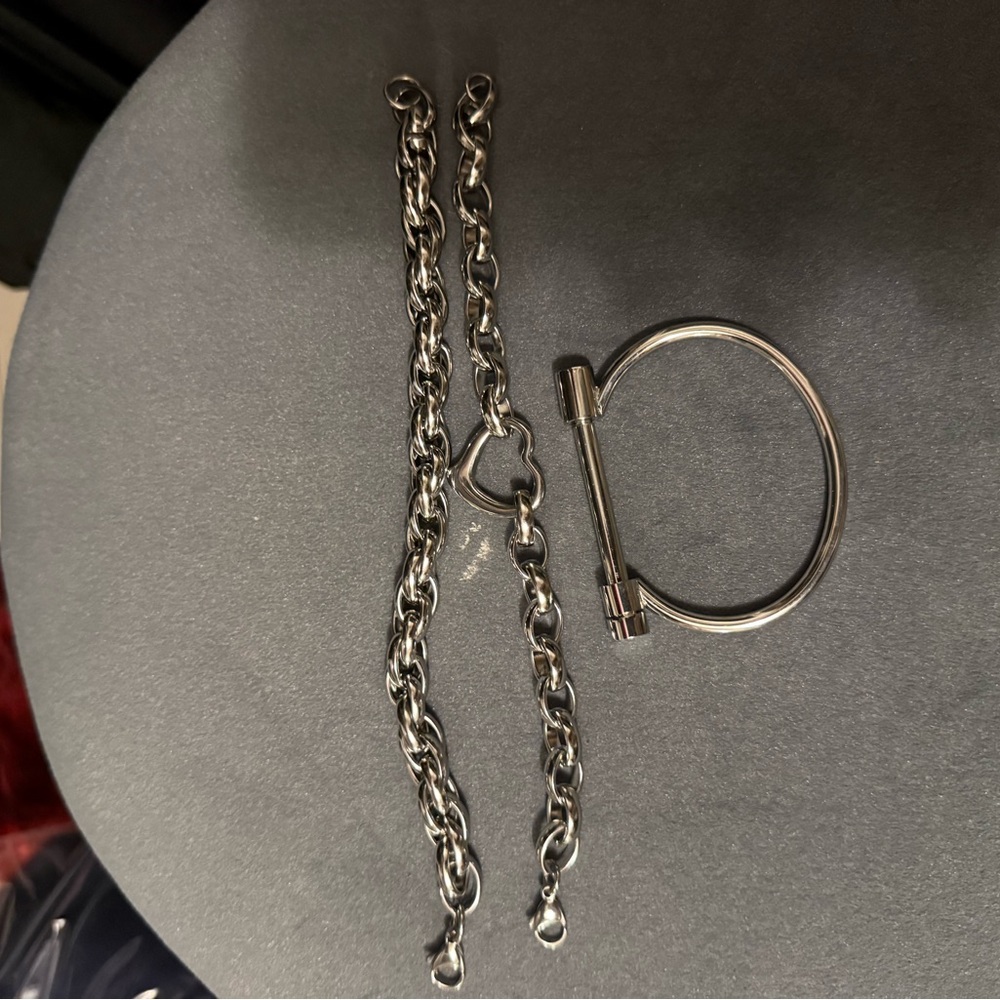 Silver Chain Bracelet set